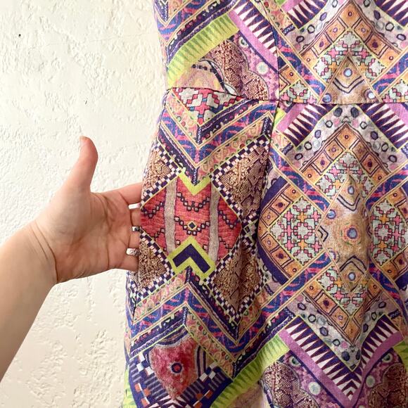 Matthew Williamson 100% Linen Tribal Print Sleeveless Mini Dress sz 10 - Picture 2 of 8